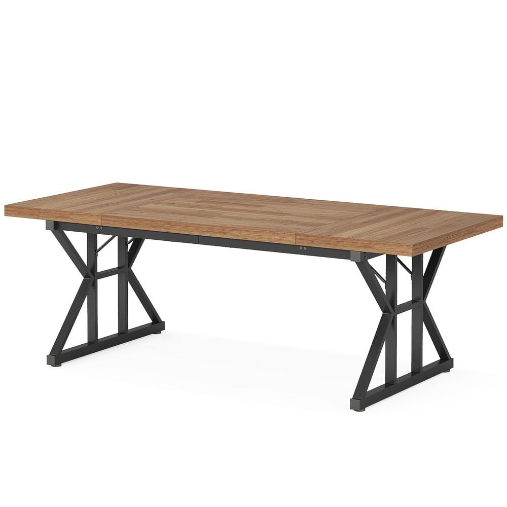 Capen 70.8 in. Rectangular Light Brown and Black Engineered Wood Executive Desk Computer Desk for Home Office - Thumbnail 5