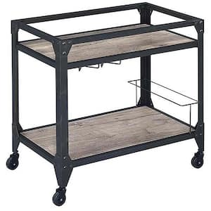 Oak and Charcoal Kitchen Cart