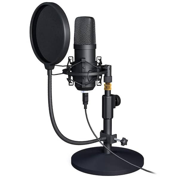 USB Microphone Kit Condenser Podcast Streaming Cardioid Mic Plug and Play with Stand for Computer Gaming Recording