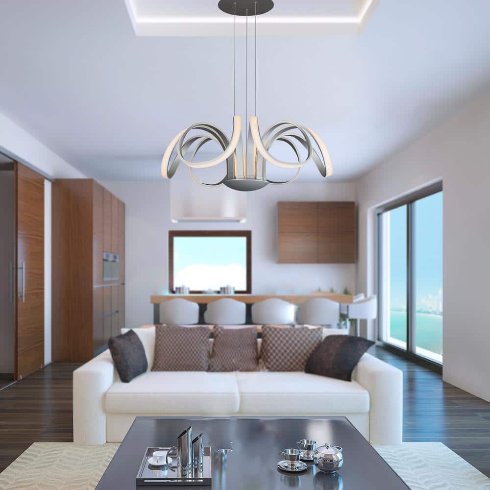 Elysian Crystal Petal LED Chandelier in Satin Silver
