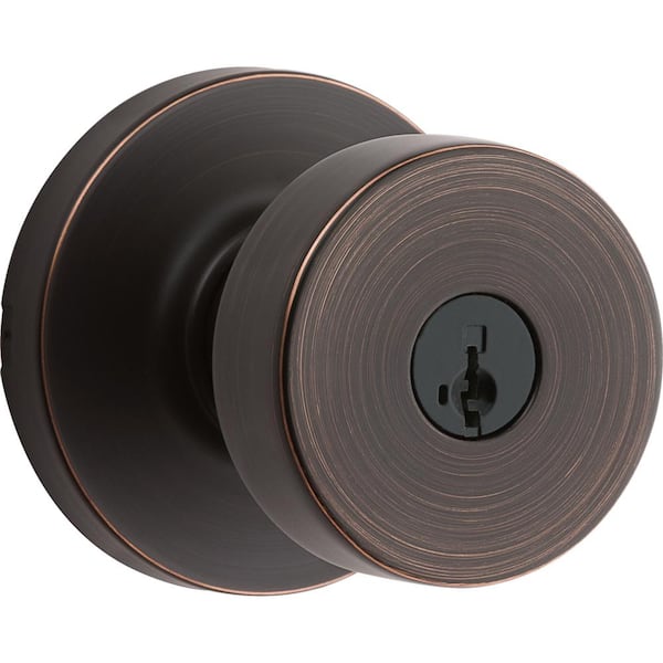 Kwikset Pismo Venetian Bronze Round Exterior Entry Door Knob featuring SmartKey Security