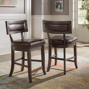 Espresso Traditional Upholstered Counter Height Chair (Set of 2)