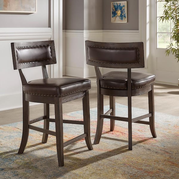 HomeSullivan Espresso Traditional Upholstered Counter Height Chair (Set of 2)