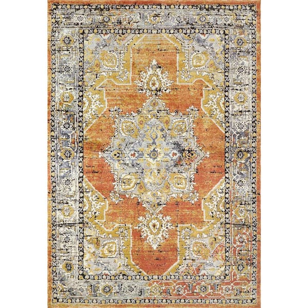 Dynamic Rugs Mabel Rust/Navy/Multi 2 ft. 2 in. X 7 ft. 7 in. Oriental Indoor Area Rug