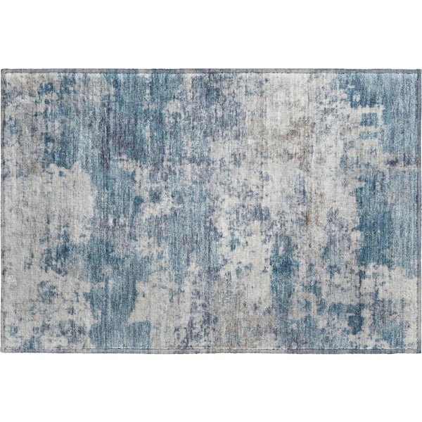 Mayfield Premium Machine Washable Abstract AMF2366 Blue 2 ft. x 3 ft. Accent Rug
