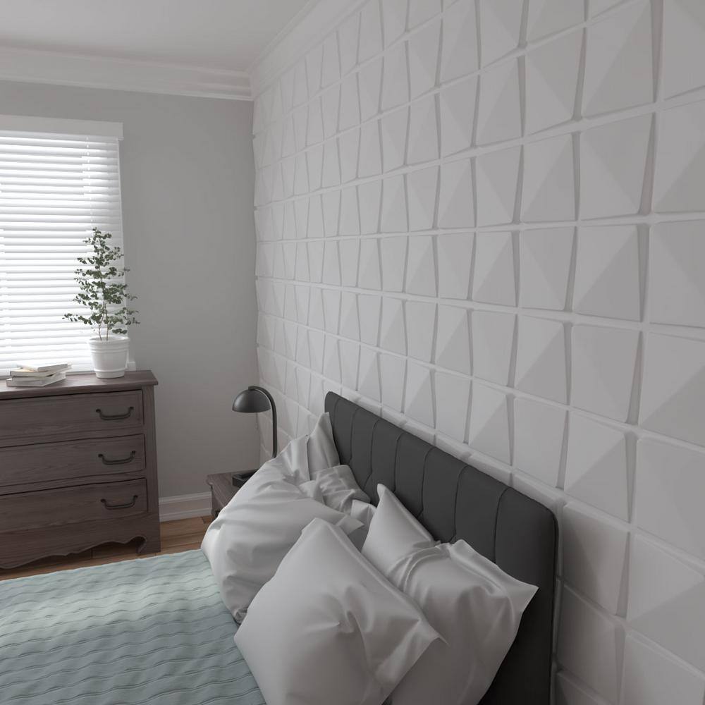 White PVC 3D Decorative Wall Panels 19 5/8" x 19 5/8" (10-Pack)
