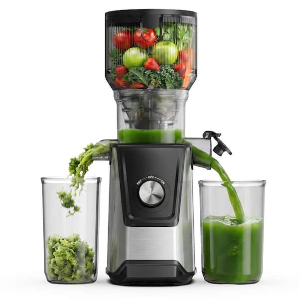120-Volt Slow Masticating Juicer, Cold Press Juicer with 5.12 in. Wide Chute for Whole Fruits and Vegetables in Silver