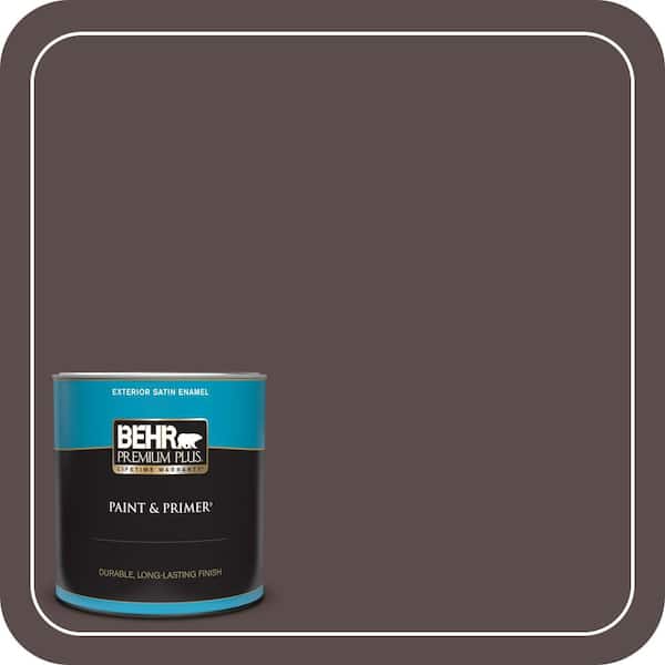BEHR PREMIUM PLUS 1 qt. #ECC-28-3 Charred Hickory Satin Enamel Exterior Paint & Primer
