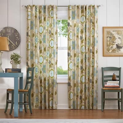 Floral Cottage Light Filtering Window Panel in Pear - 54 in. W x 84 in. L