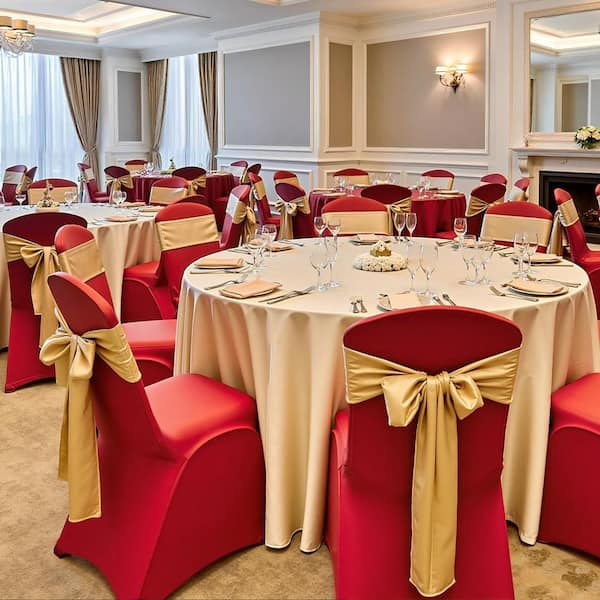 50 Piece Red Chair Covers for Wedding, Fits Chair Measures up to 20.08 x 17.72 x 37.4 in., Polyester Spandex Chair Cover