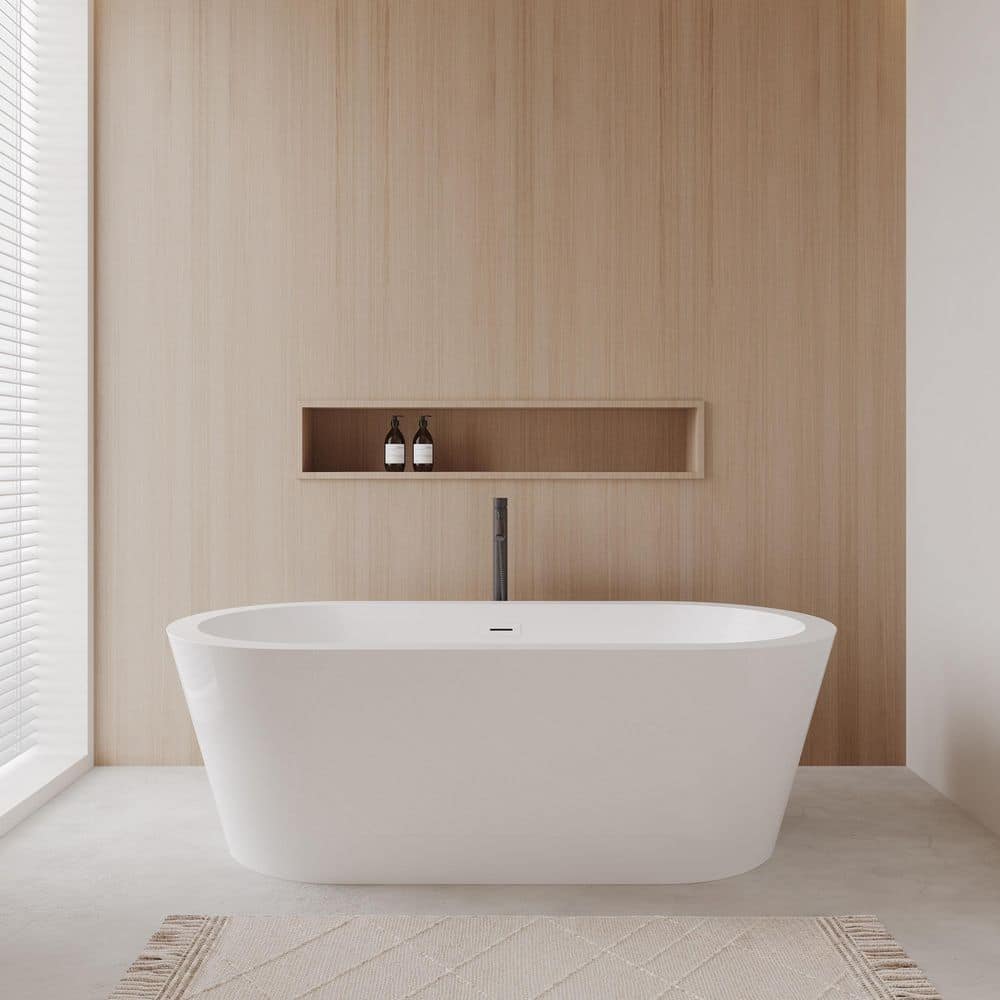 Mermaid 71 in. Acrylic Flatbottom Bathtub in White with Shiny White Trim and Matte Black Faucet price history on PriceWatchPro