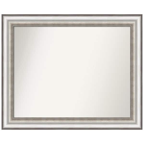 Amanti Art Salon Silver 33.25 in. x 27.25 in. Non-Beveled Modern Rectangle Framed Wall Mirror in Silver