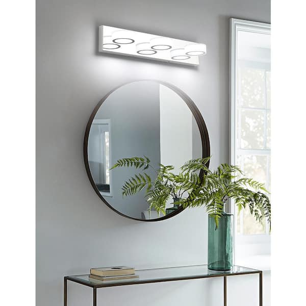 21 in. 3 Light Chrome LED Vanity Light Bar with Dimmable 5500K Light