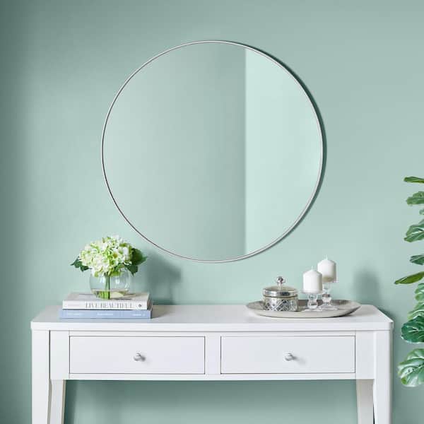35.4 in. x 35.4 in. Extra Large Round Silver Classic Accent Mirror Inch Diameter