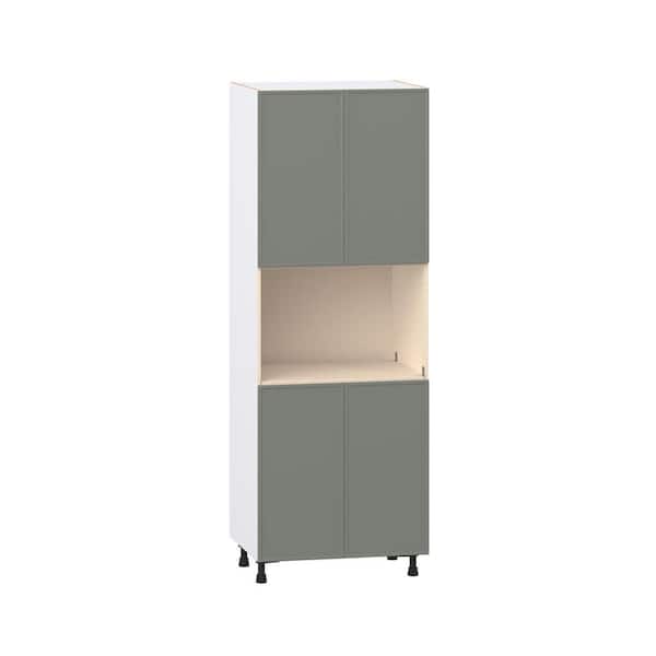 Fairview 30 in. W x 24 in. D x 84.5 in. H Assembled Slim Shaker Microwave Pantry Kitchen Cabinet in Moss Green