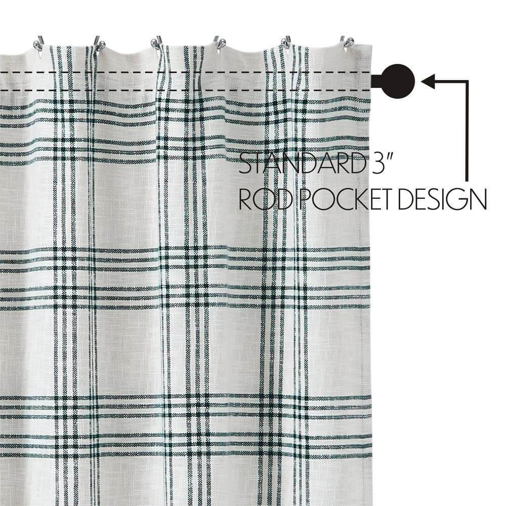 Pine Green and White Plaid Cotton Blend Shower Curtain 72x72