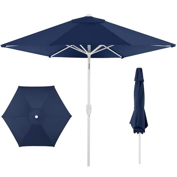 7.5 ft steel market patio umbrella in denim Lyon | 7.5ft Add a touch of resort JEAREY 7.5ft Steel Outdoor Patio