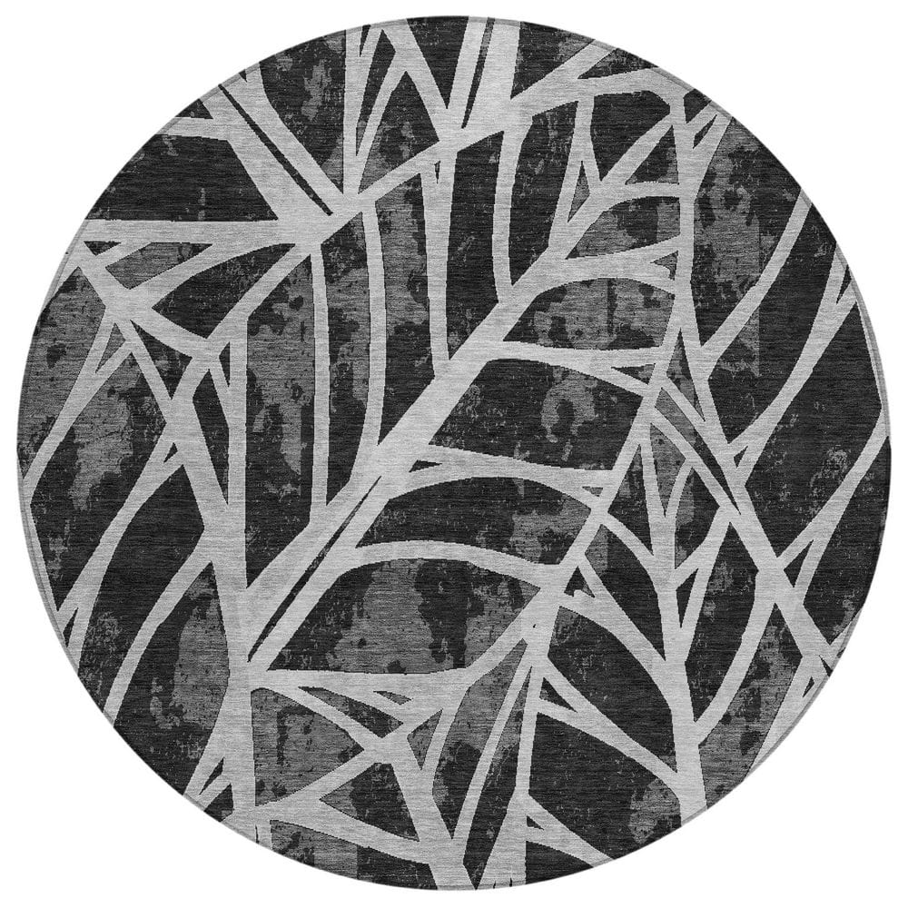 Chantille Machine Washable Indoor/Outdoor Abstract ACN2866 Black 8 ft. x 8 ft. Round Rug price history on PriceWatchPro