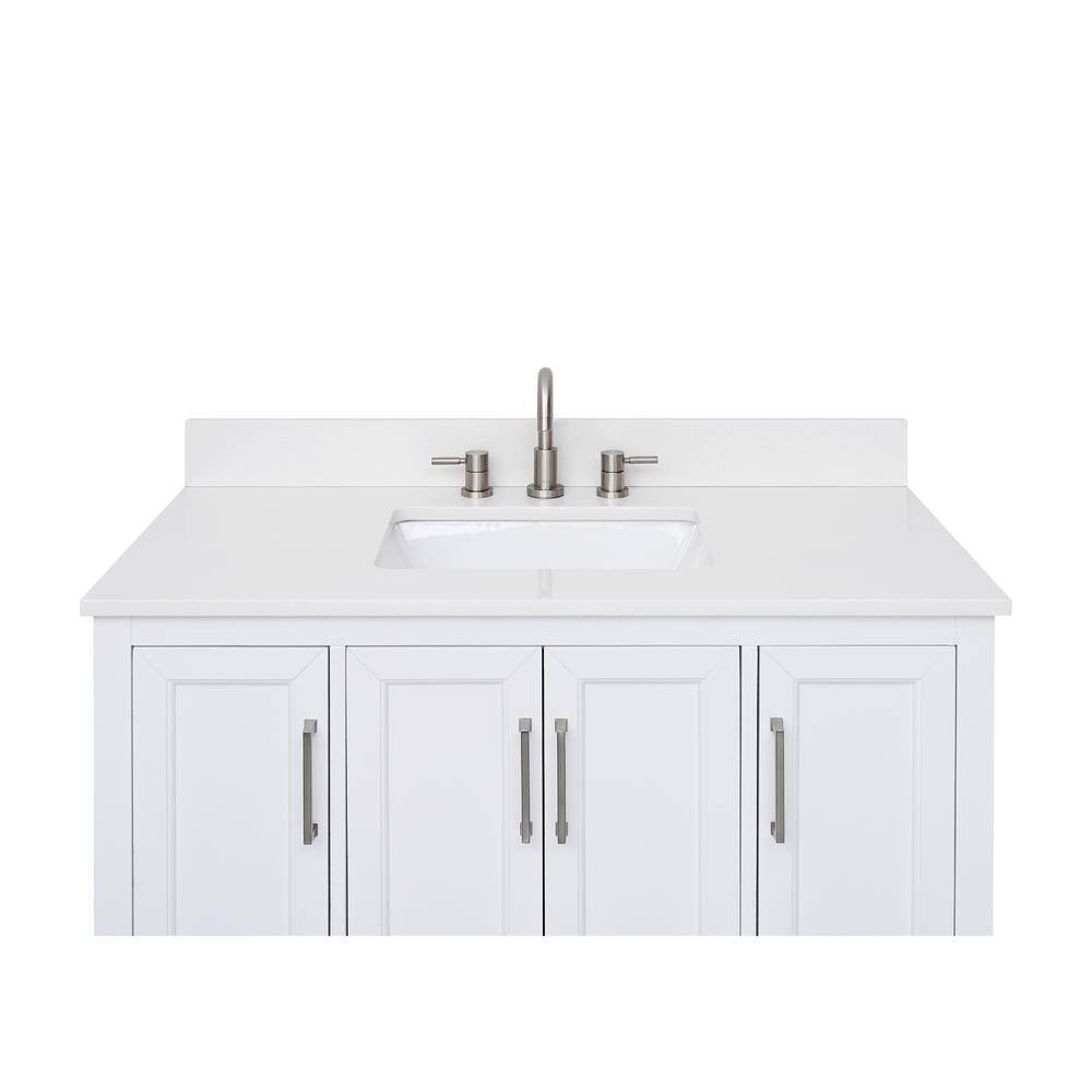 43'' Everest White Quartz Single Sink Bathroom Vanity Top