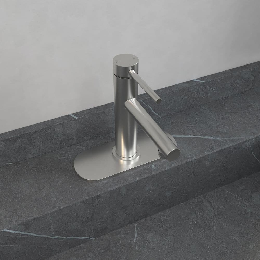 Brushed Nickel Single Handle Low-Arc Bathroom Faucet