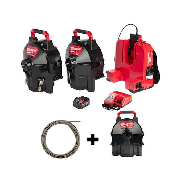 Milwaukee M18 FUEL Cordless Drain Cleaning 1/2 in. Switch Pack Sectional Drum System Kit W/ Bonus 1/2 in. x 50 ft. Cable & Drum