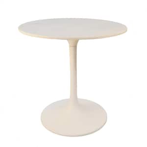 30 in. Enzo White Round Marble Top Dining Table