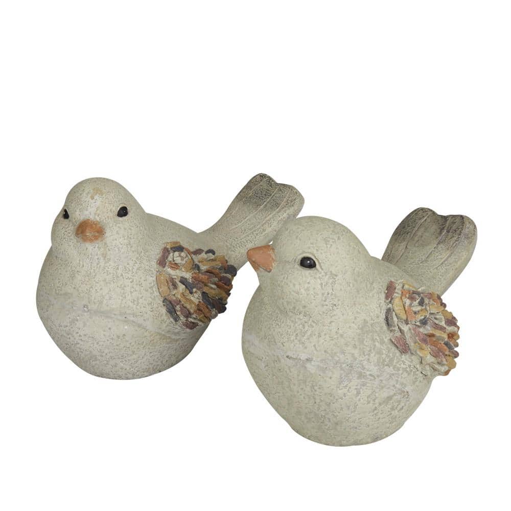 8 in. Small Polystone Indoor Outdoor Bird Garden Sculpture (2- Pack)