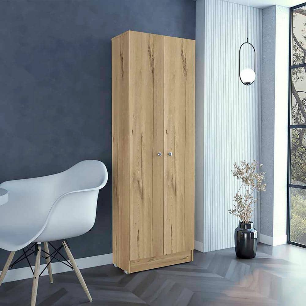 23.6 in. W x 11.8 in. D x 71.1 in. H Yellow Oak Freestanding Linen Cabinet 