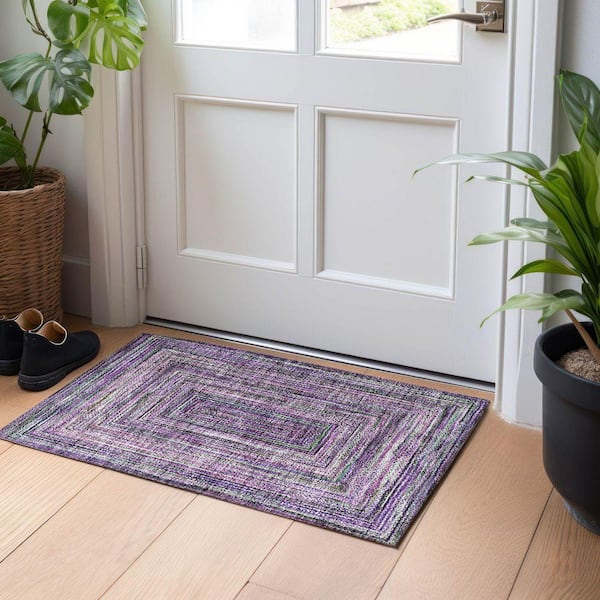 Chantille Machine Washable Indoor/Outdoor Abstract ACN1725 Purple 2 ft. x 3 ft. Accent Rug