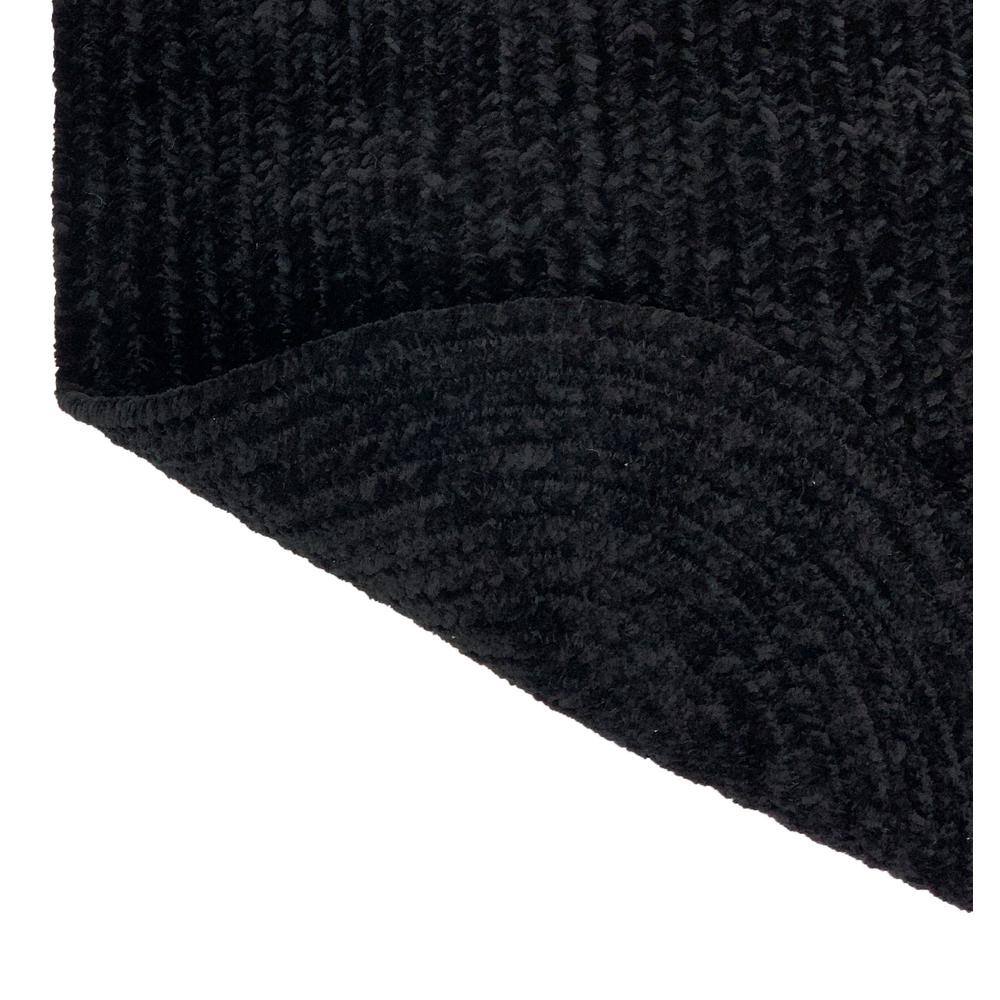 Black Oval Braided Polyester Rug, 30" x 50"
