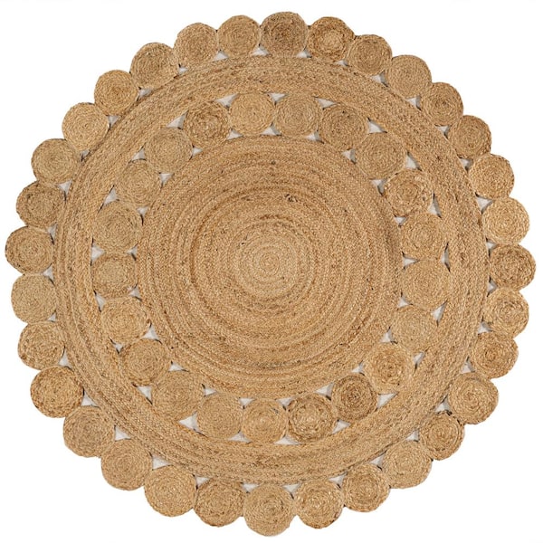6 ft. Round Natural Bodhi Round Natural Jute hippie Circle Area Rug