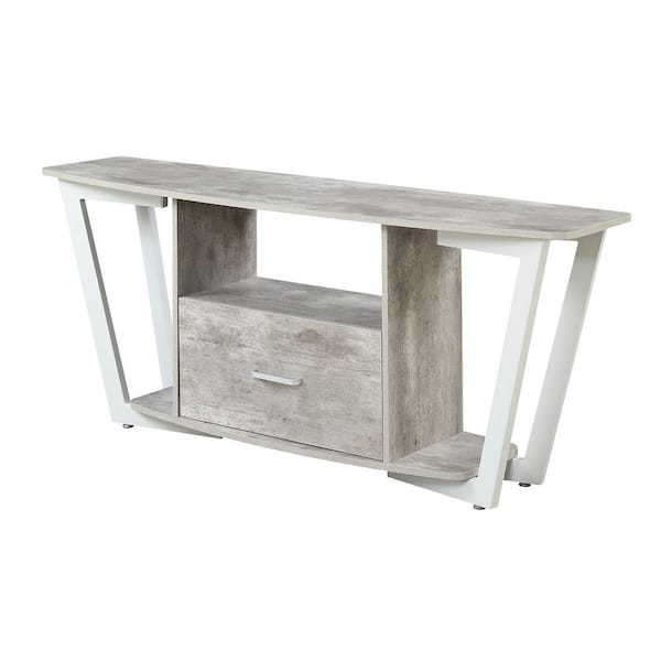 Convenience Concepts Graystone 59.25 in. Faux Birch and White TV Stand fits up to 65 in. TV with 1-Drawer