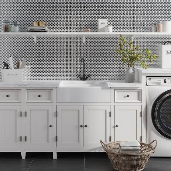 Cirkel Silver 11.46 in. x 12.4 in. Glossy Porcelain Mosaic Wall and Floor Tile (14 Cases, 138.18 sq. ft./Pallet)