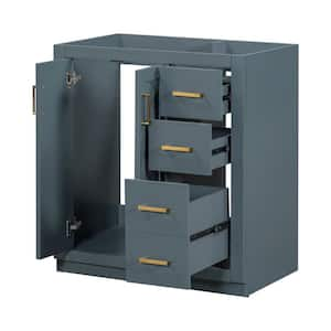 29.53 in. W x 17.16 in. D x 32.99 in. H Bath Vanity Cabinet without Top in Navy Blue with 3 Drawers & Soft Closing Doors