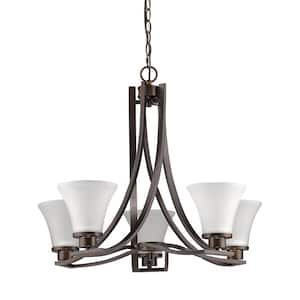 Mia Indoor 5-Light Oil Rubbed Bronze Mini Chandelier with Glass Shades