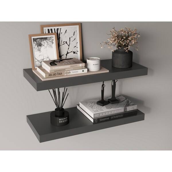 飾棚 32 in. W x 10 in. D Gray Decorative Floating Wall Shelves