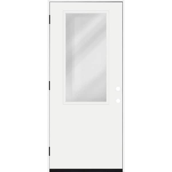 Legacy 30 in. x 80 in. RHOS 2/3 Clear Glass White Primed Fiberglass Prehung Front Door