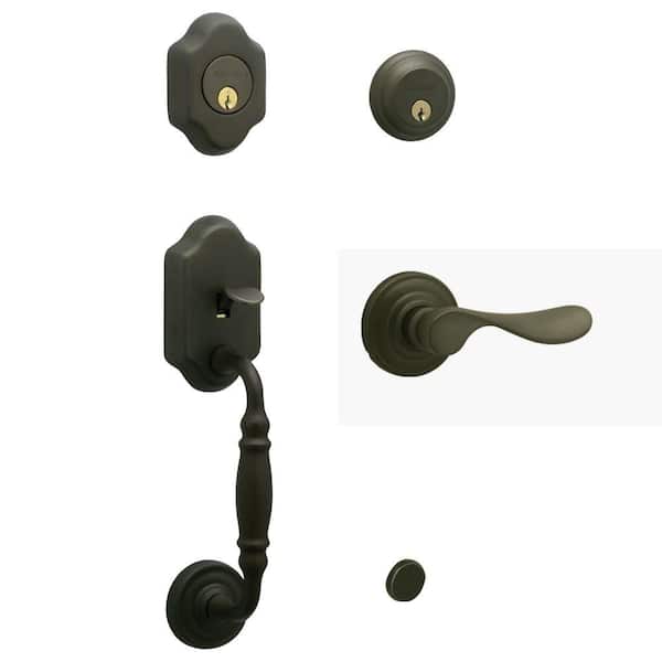 Schlage Monticello Handleset with Champagne Interior Lever Left Hand Oil Rubbed Bronze - Double Cylinder-DISCONTINUED