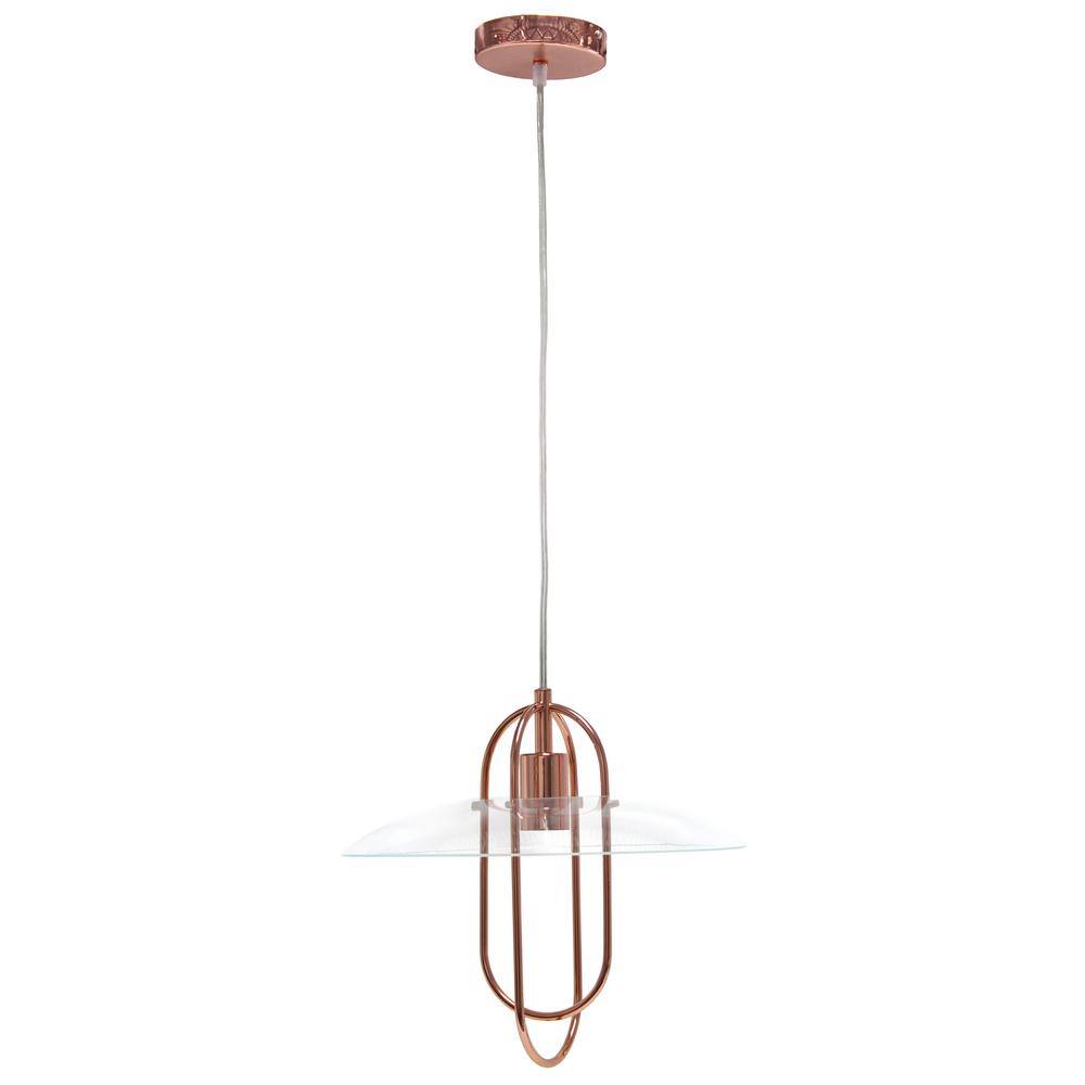 Elegant Elongated Pendant in Rose Gold with Chic Glass Shade
