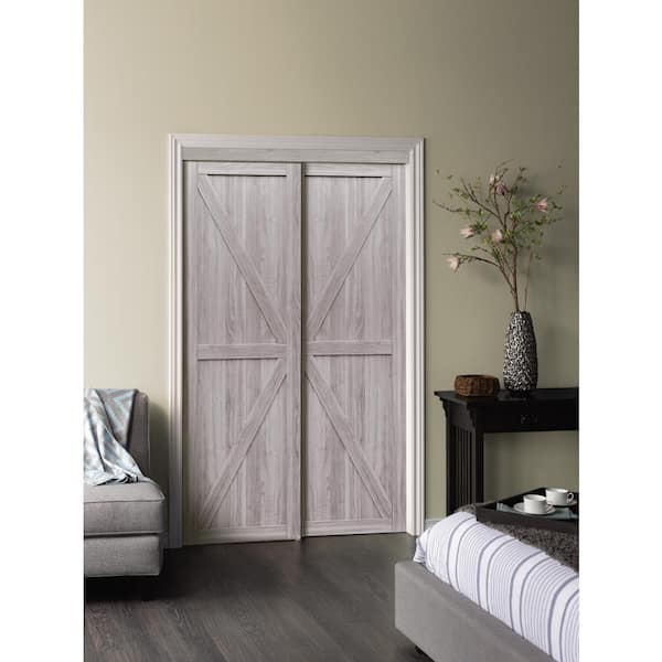 Trident Silver Oak Mdf Sliding Door, Truporte Sliding Closet Doors