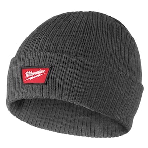 Gray Rib-Knit Cuffed Beanie Cap