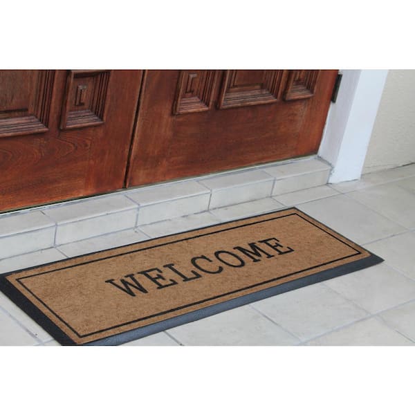 A1hc Natural Coir & Rubber Door Mat 18x30 Inches Thick Durable Doormats for Entrance Heavy Duty, Thin Profile Front Door Mat, Long Lasting Front Door