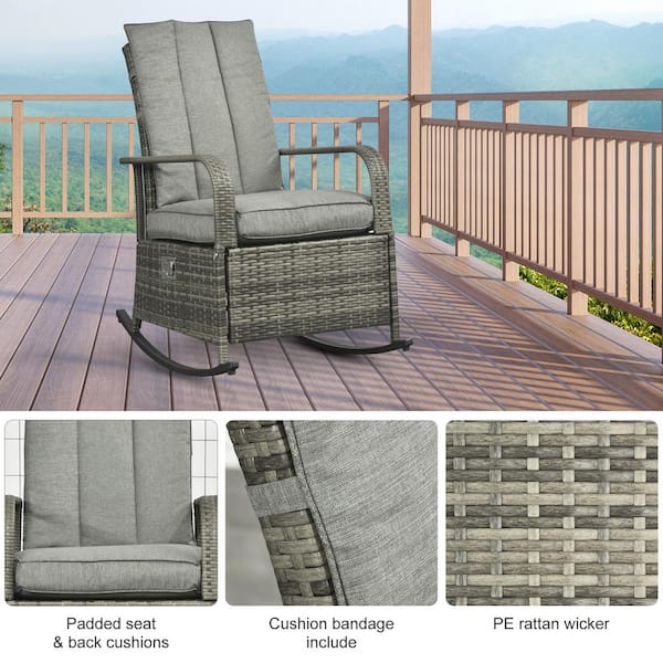 Outsunny Patio Wicker Recliner Chair with Footrest, Outdoor PE