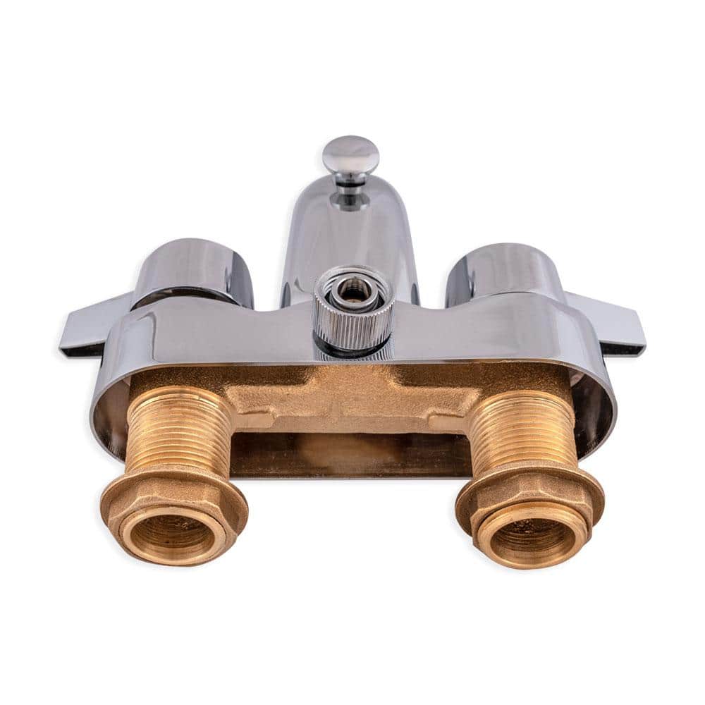 Polished Chrome Two-Handle Deck-Mount Roman Tub Faucet
