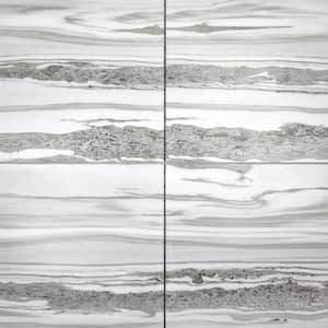 French Country White & Gray Square 12 in. x 12 in. Wood Look Glass Decorative Wall Tile (1 Sq. Ft./Piece)