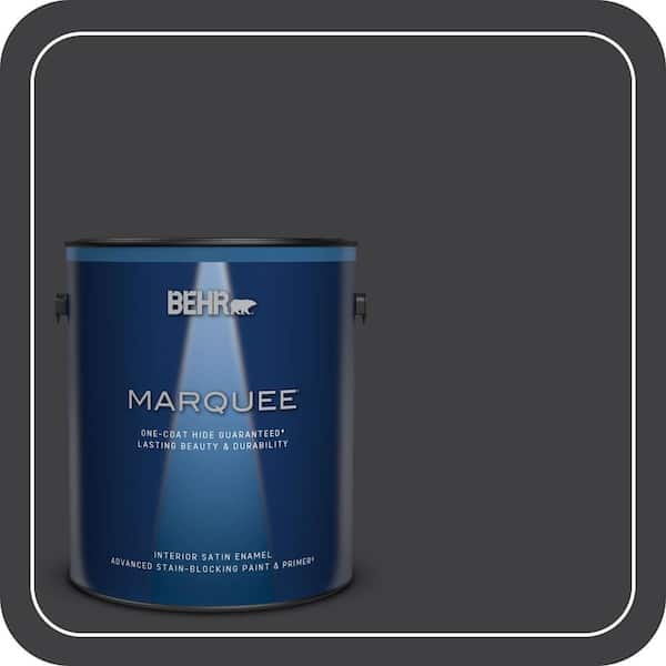 BEHR MARQUEE 1 gal. #ECC-10-2 Jet Black Satin Enamel Interior Paint & Primer