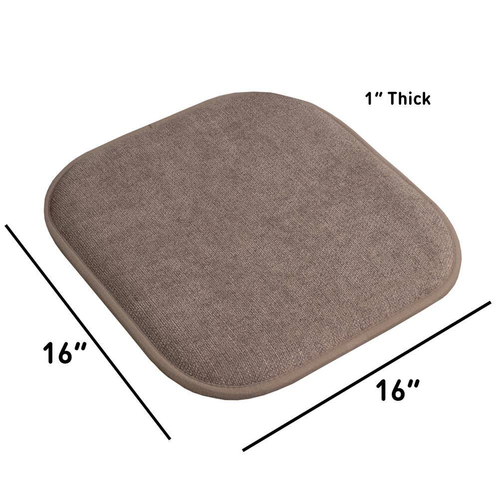 Alexis Chocolate Memory Foam Non-Slip Chair Cushion Set, 16" x 16", 2-Pack