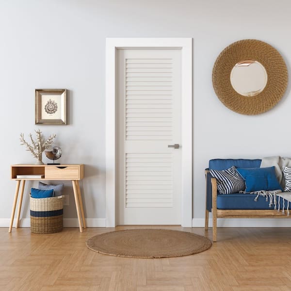 JELD-WEN 32 in. x 80 in. 2 Panel Louver Left-Handed Solid Core