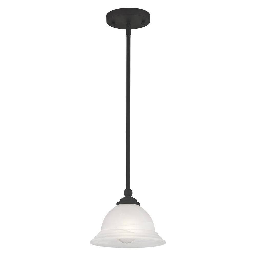 North Port Black Mini Pendant with White Alabaster Glass
