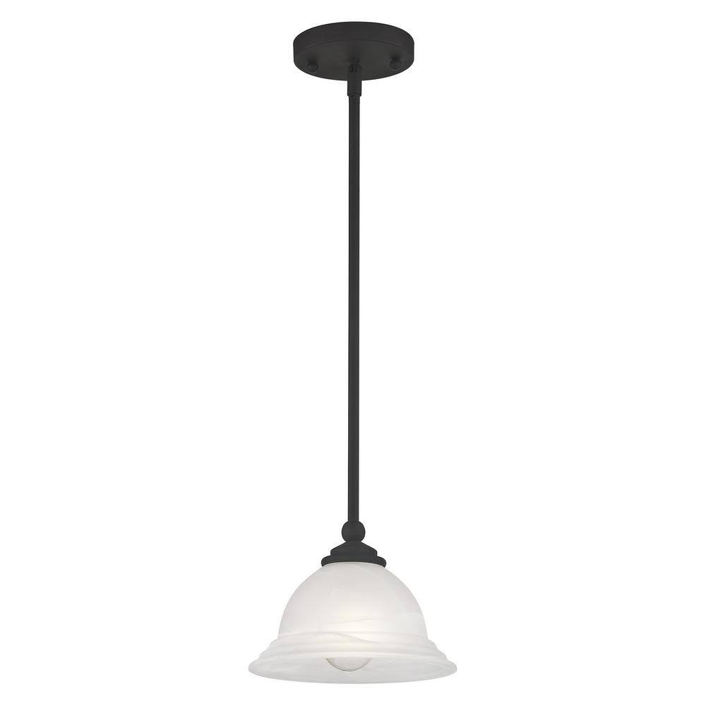 North Port Black Mini Pendant with White Alabaster Glass